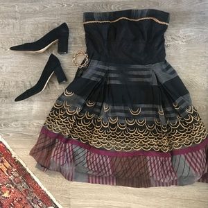 Anthropologie Floreat Womens Strapless Dress